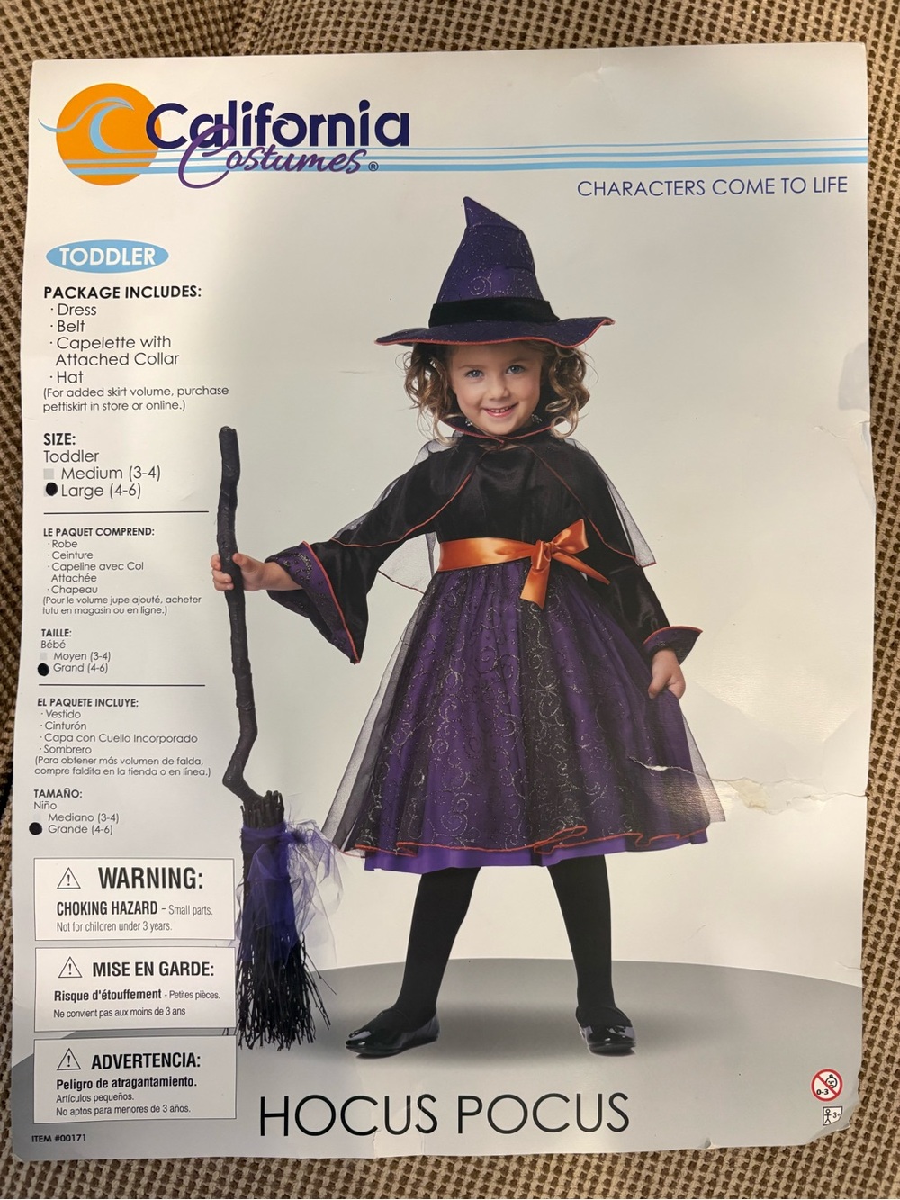 California Costumes Purple and Black Hocus Pocus Toddler Witch Outfit